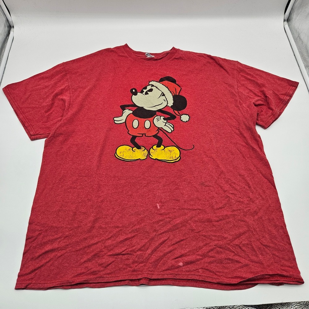 Disney Mickey Mouse Christmas T Shirt Adult 2X Red Graphic Tee Holiday‎ Top